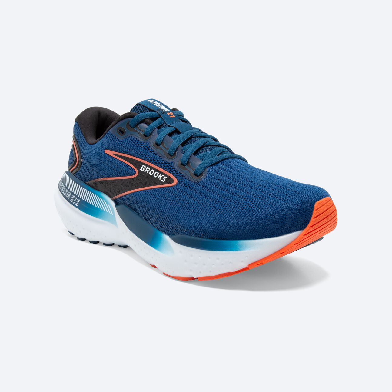 Men's Brooks Glycerin GTS 21- Blue Opal/ Black/ Nasturtium