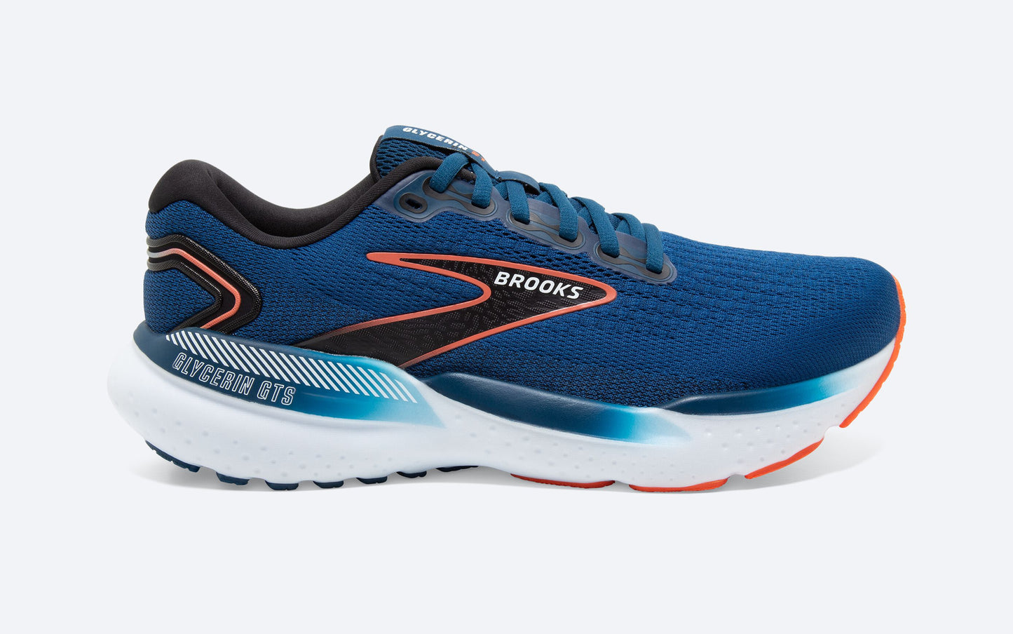 Men's Brooks Glycerin GTS 21- Blue Opal/ Black/ Nasturtium