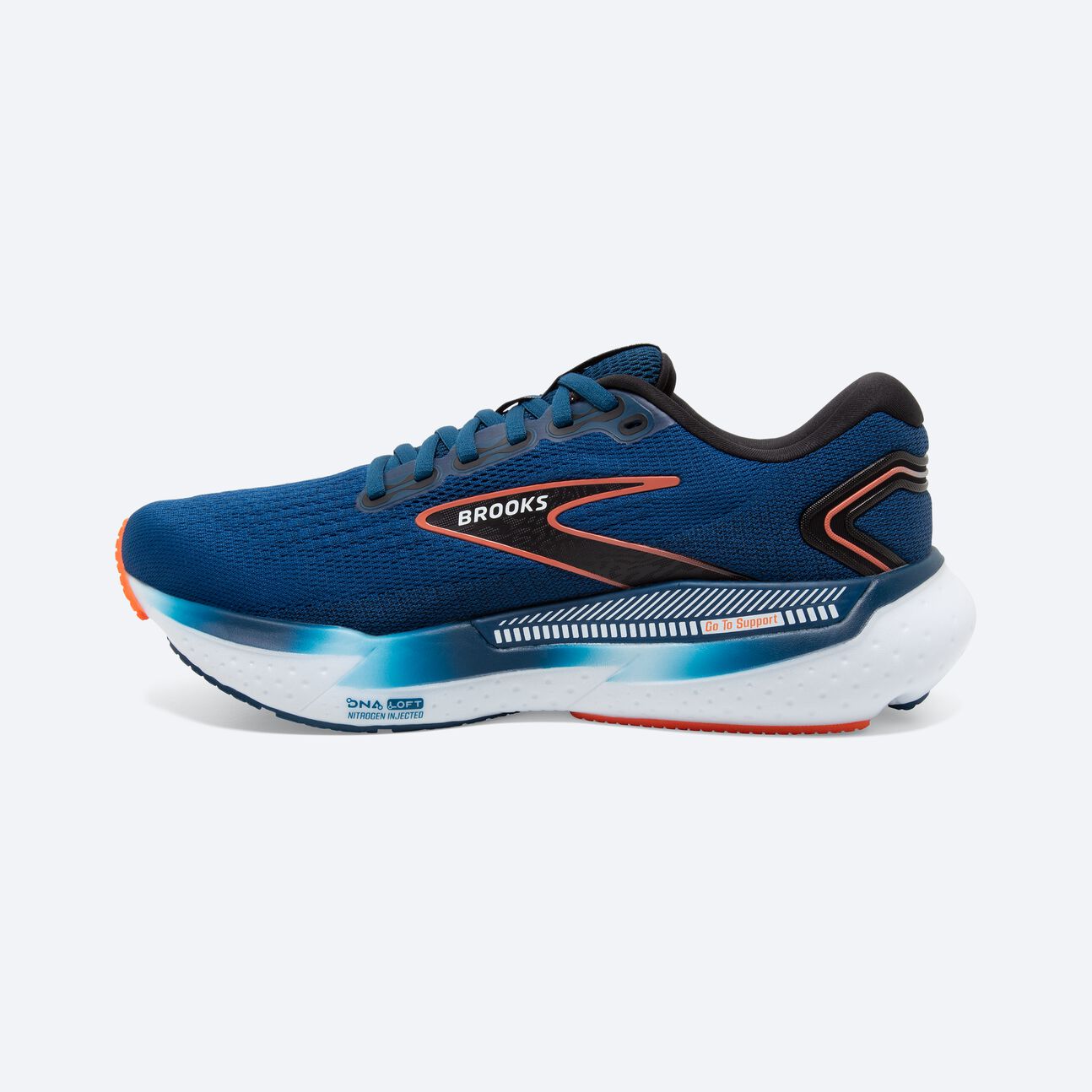 Men's Brooks Glycerin GTS 21- Blue Opal/ Black/ Nasturtium