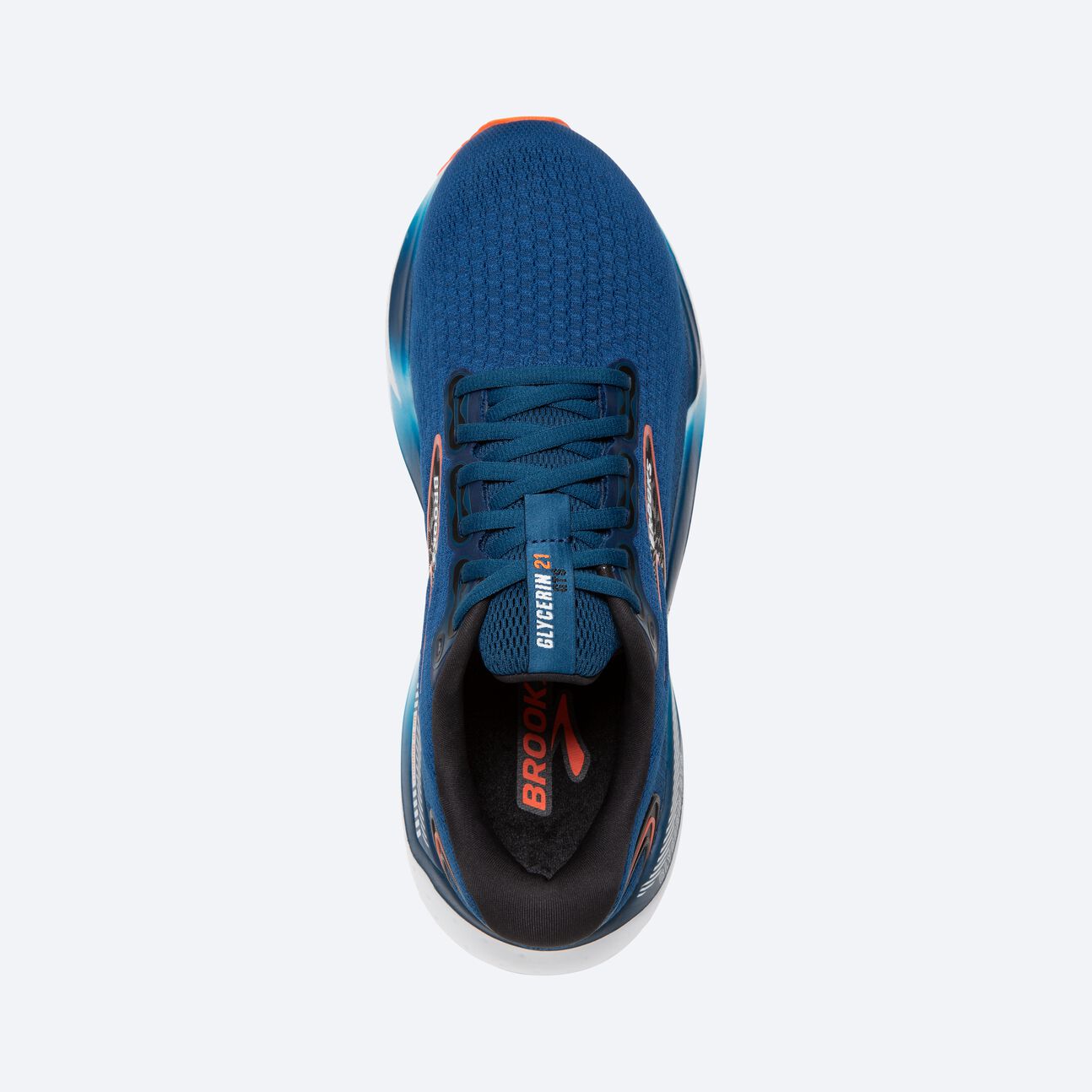 Men's Brooks Glycerin GTS 21- Blue Opal/ Black/ Nasturtium